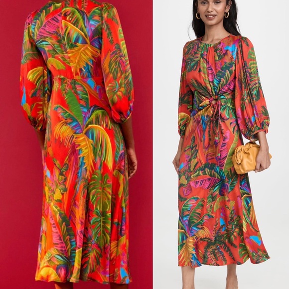 NWT Farm Rio Urban Jungle Cut-Out Midi-Dress size small - Picture 2 of 16